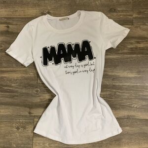 Mama graphic white T-shirt, new